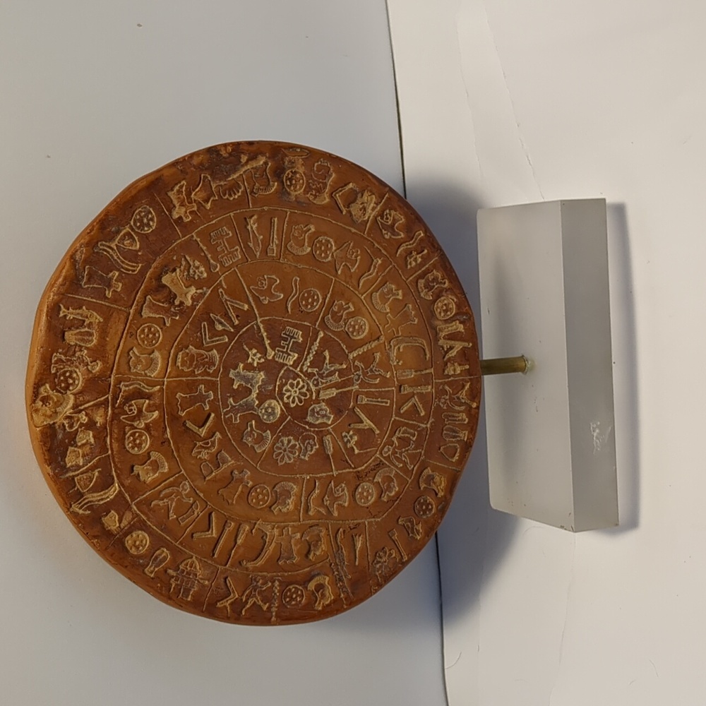 Phaistos Clay disk. Greek art work. Handmade. - Picture 2 of 3